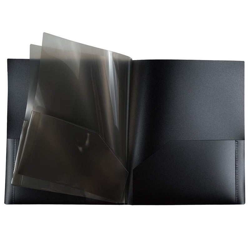 JAM PAPER Heavy Duty Plastic Multi Pocket Folders - 6 Pocket Organizer - Black - 2/Pack - Image 3